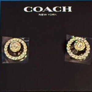 BRAND NEW $95 COACH 2 IN 1 OPEN CIRCLE HALO CRYSTAL PAVÉ STUD BEAUTIFUL EARRINGS